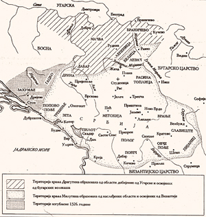 Карта српске државе у првој четвртини XIV века
